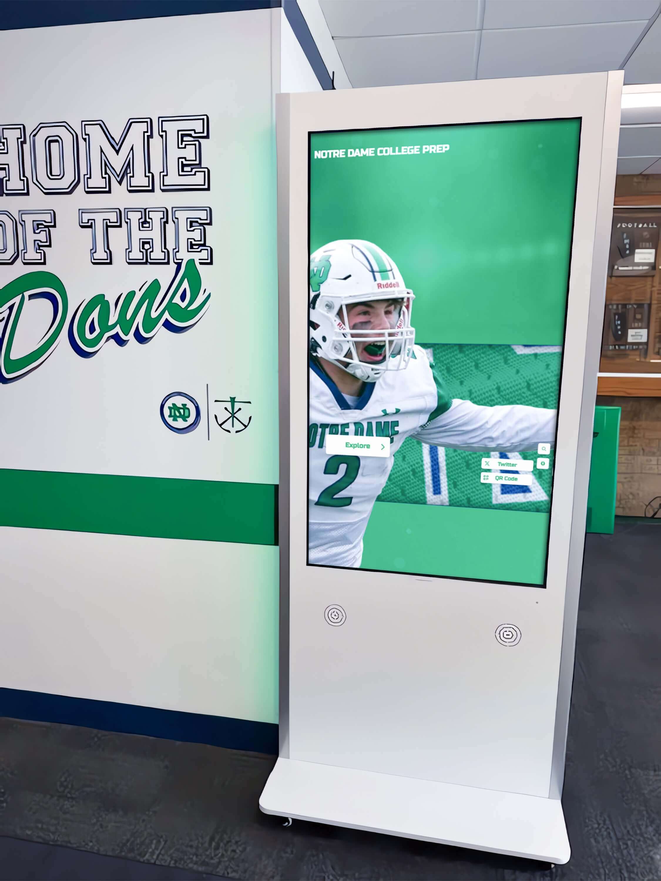 Interactive kiosk in facility hallway